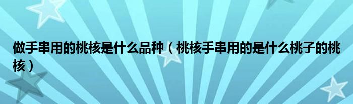 做手串用的桃核是什么品种（桃核手串用的是什么桃子的桃核）