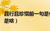 且行且珍惜前一句是什么（且行且珍惜上一句是啥）