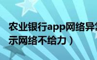 农业银行app网络异常（农业银行app一直显示网络不给力）