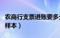 农商行支票进账要多久（农商行转账支票填写样本）