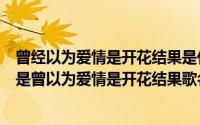 曾经以为爱情是开花结果是什么歌（朱雨辰唱的歌中有一句是曾以为爱情是开花结果歌名叫啥）