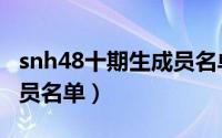 snh48十期生成员名单（10月09日SNH48成员名单）