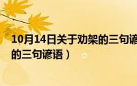 10月14日关于劝架的三句谚语是什么（10月14日关于劝架的三句谚语）