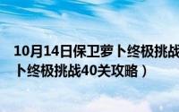 10月14日保卫萝卜终极挑战40关攻略图（10月14日保卫萝卜终极挑战40关攻略）