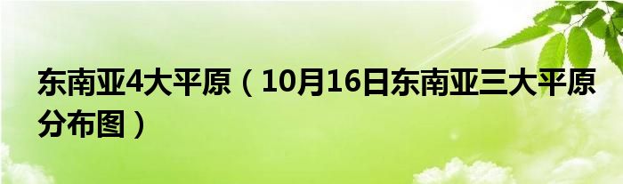 东南亚4大平原（10月16日东南亚三大平原分布图）