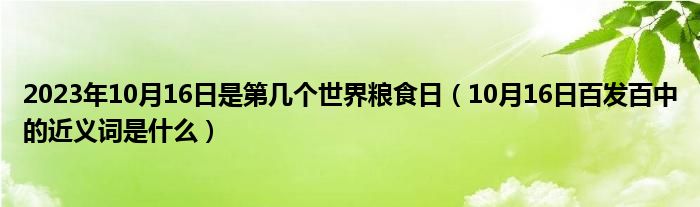 2023年10月16日是第几个世界粮食日（10月16日百发百中的近义词是什么）