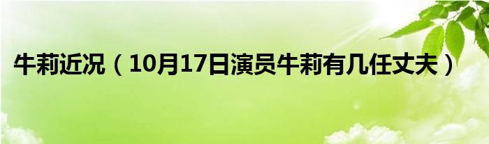 牛莉近况（10月17日演员牛莉有几任丈夫）