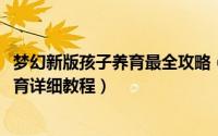 梦幻新版孩子养育最全攻略（10月17日梦幻西游新版孩子养育详细教程）