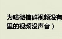 为啥微信群视频没有声音（10月18日微信群里的视频没声音）