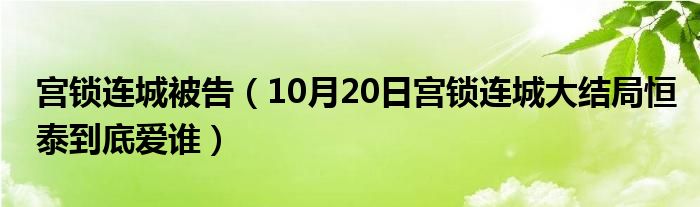 宫锁连城被告（10月20日宫锁连城大结局恒泰到底爱谁）