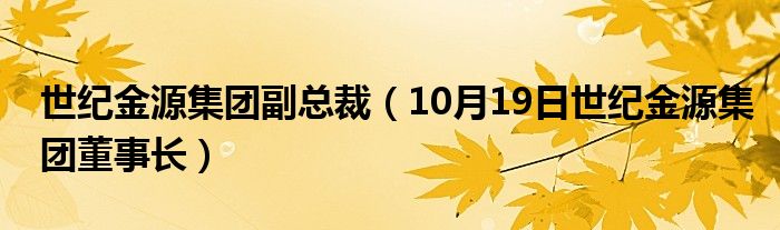 世纪金源集团副总裁（10月19日世纪金源集团董事长）