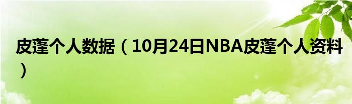 皮蓬个人数据（10月24日NBA皮蓬个人资料）