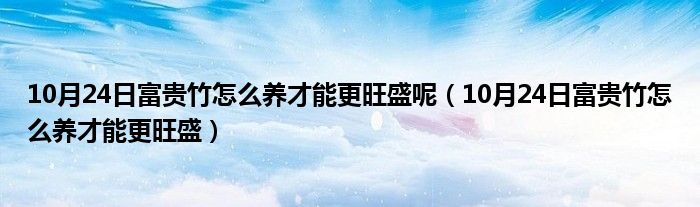 10月24日富贵竹怎么养才能更旺盛呢（10月24日富贵竹怎么养才能更旺盛）