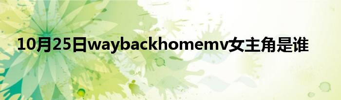 10月25日waybackhomemv女主角是谁