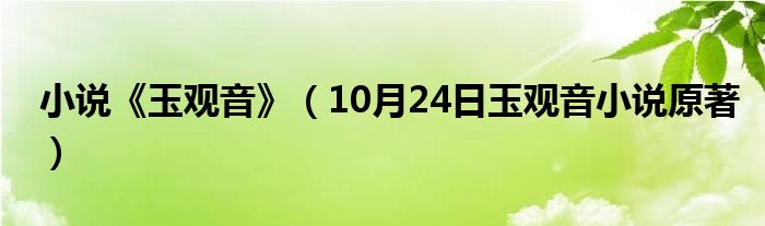 小说《玉观音》（10月24日玉观音小说原著）