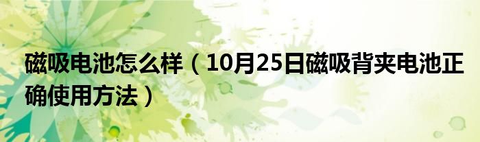 磁吸电池怎么样（10月25日磁吸背夹电池正确使用方法）