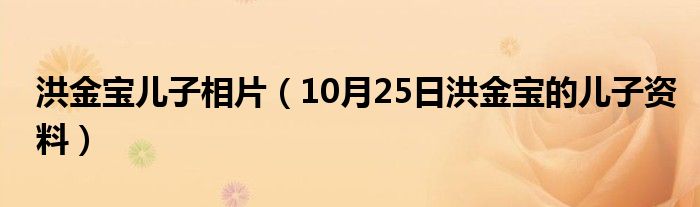 洪金宝儿子相片（10月25日洪金宝的儿子资料）