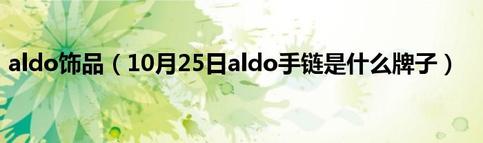 aldo饰品（10月25日aldo手链是什么牌子）