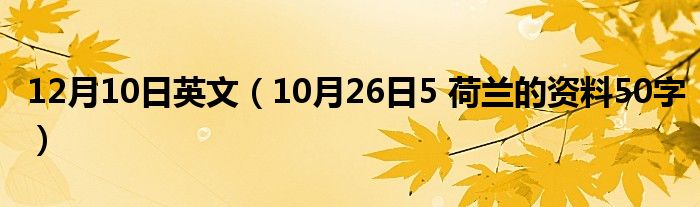 12月10日英文（10月26日5 荷兰的资料50字）