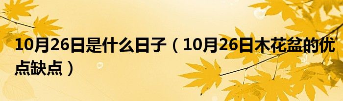 10月26日是什么日子（10月26日木花盆的优点缺点）