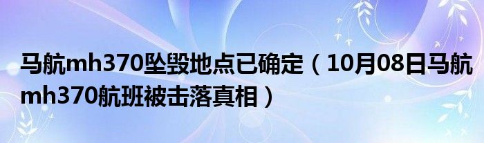 马航mh370坠毁地点已确定（10月08日马航mh370航班被击落真相）