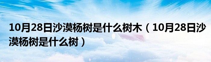 10月28日沙漠杨树是什么树木（10月28日沙漠杨树是什么树）