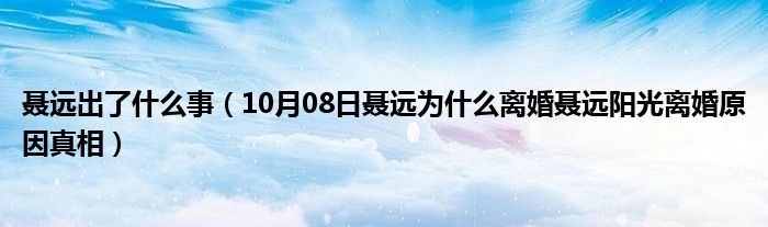 聂远出了什么事（10月08日聂远为什么离婚聂远阳光离婚原因真相）