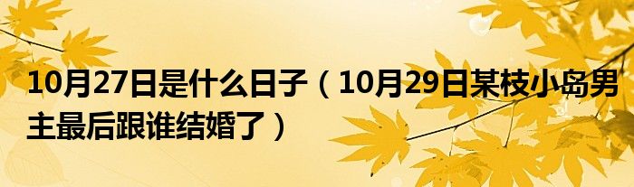 10月27日是什么日子（10月29日某枝小岛男主最后跟谁结婚了）