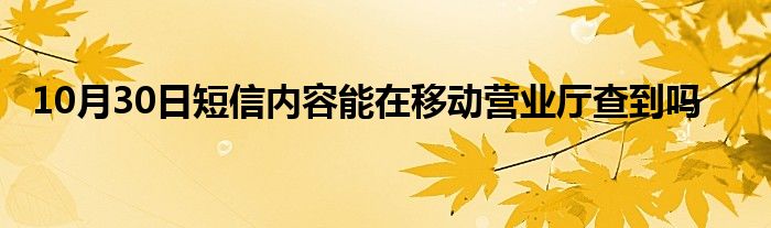 10月30日短信内容能在移动营业厅查到吗