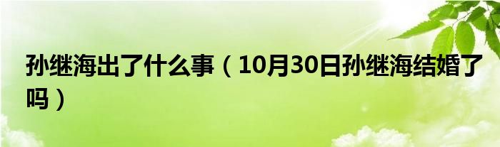 孙继海出了什么事（10月30日孙继海结婚了吗）