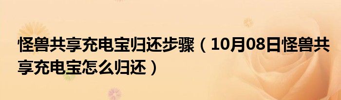 怪兽共享充电宝归还步骤（10月08日怪兽共享充电宝怎么归还）