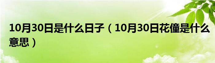 10月30日是什么日子（10月30日花僮是什么意思）