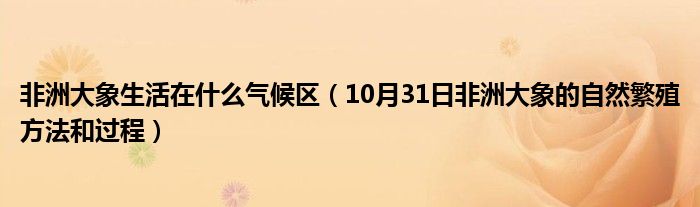 非洲大象生活在什么气候区（10月31日非洲大象的自然繁殖方法和过程）