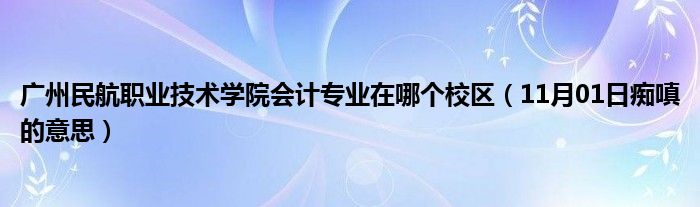 广州民航职业技术学院会计专业在哪个校区（11月01日痴嗔的意思）