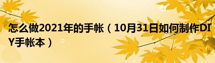 怎么做2021年的手帐（10月31日如何制作DIY手帐本）