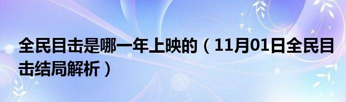 全民目击是哪一年上映的（11月01日全民目击结局解析）