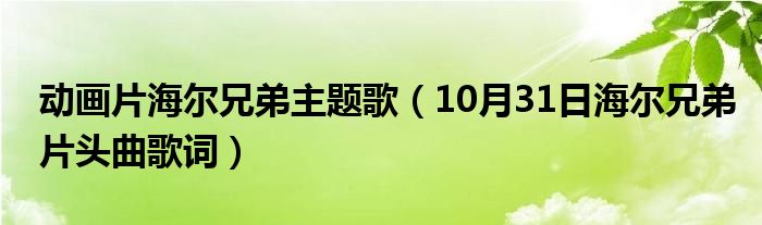 动画片海尔兄弟主题歌（10月31日海尔兄弟片头曲歌词）