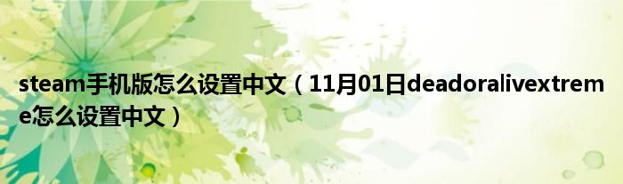 steam手机版怎么设置中文（11月01日deadoralivextreme怎么设置中文）