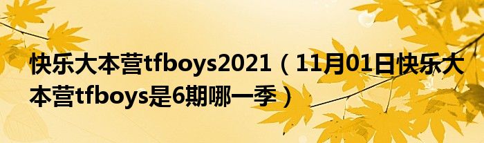 快乐大本营tfboys2021（11月01日快乐大本营tfboys是6期哪一季）