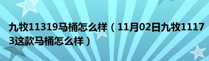 九牧11319马桶怎么样（11月02日九牧11173这款马桶怎么样）