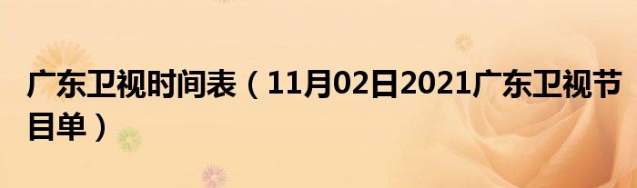 广东卫视时间表（11月02日2021广东卫视节目单）