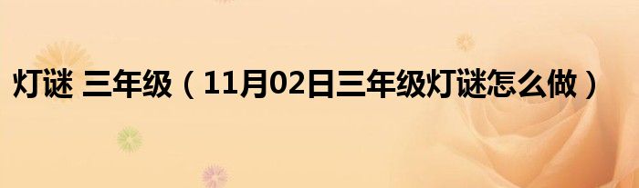 灯谜 三年级（11月02日三年级灯谜怎么做）