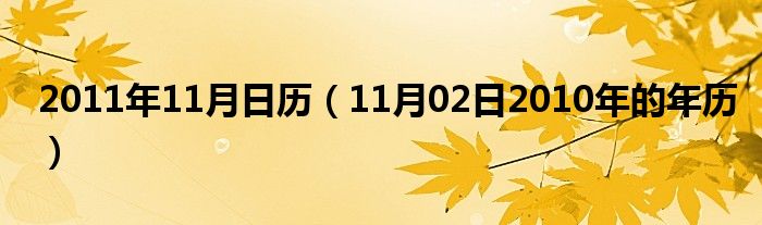 2011年11月日历（11月02日2010年的年历）