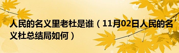 人民的名义里老杜是谁（11月02日人民的名义杜总结局如何）