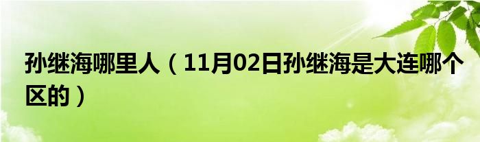 孙继海哪里人（11月02日孙继海是大连哪个区的）