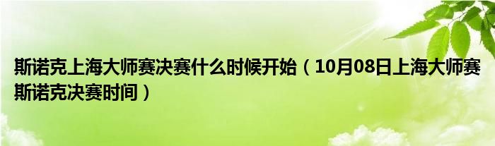 斯诺克上海大师赛决赛什么时候开始（10月08日上海大师赛斯诺克决赛时间）