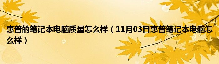 惠普的笔记本电脑质量怎么样（11月03日惠普笔记本电脑怎么样）