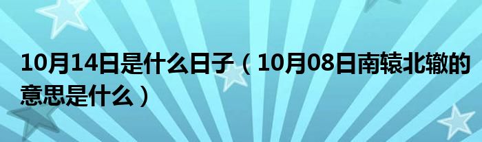 10月14日是什么日子（10月08日南辕北辙的意思是什么）