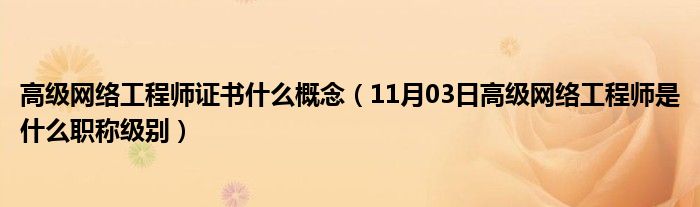 高级网络工程师证书什么概念（11月03日高级网络工程师是什么职称级别）