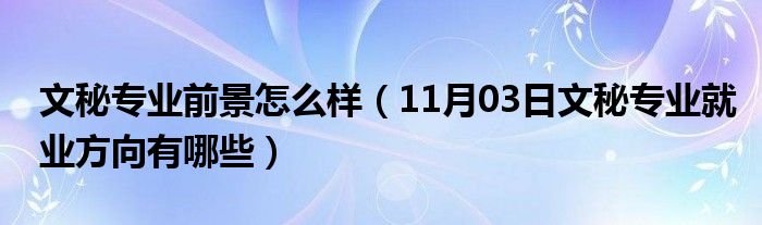 文秘专业前景怎么样（11月03日文秘专业就业方向有哪些）